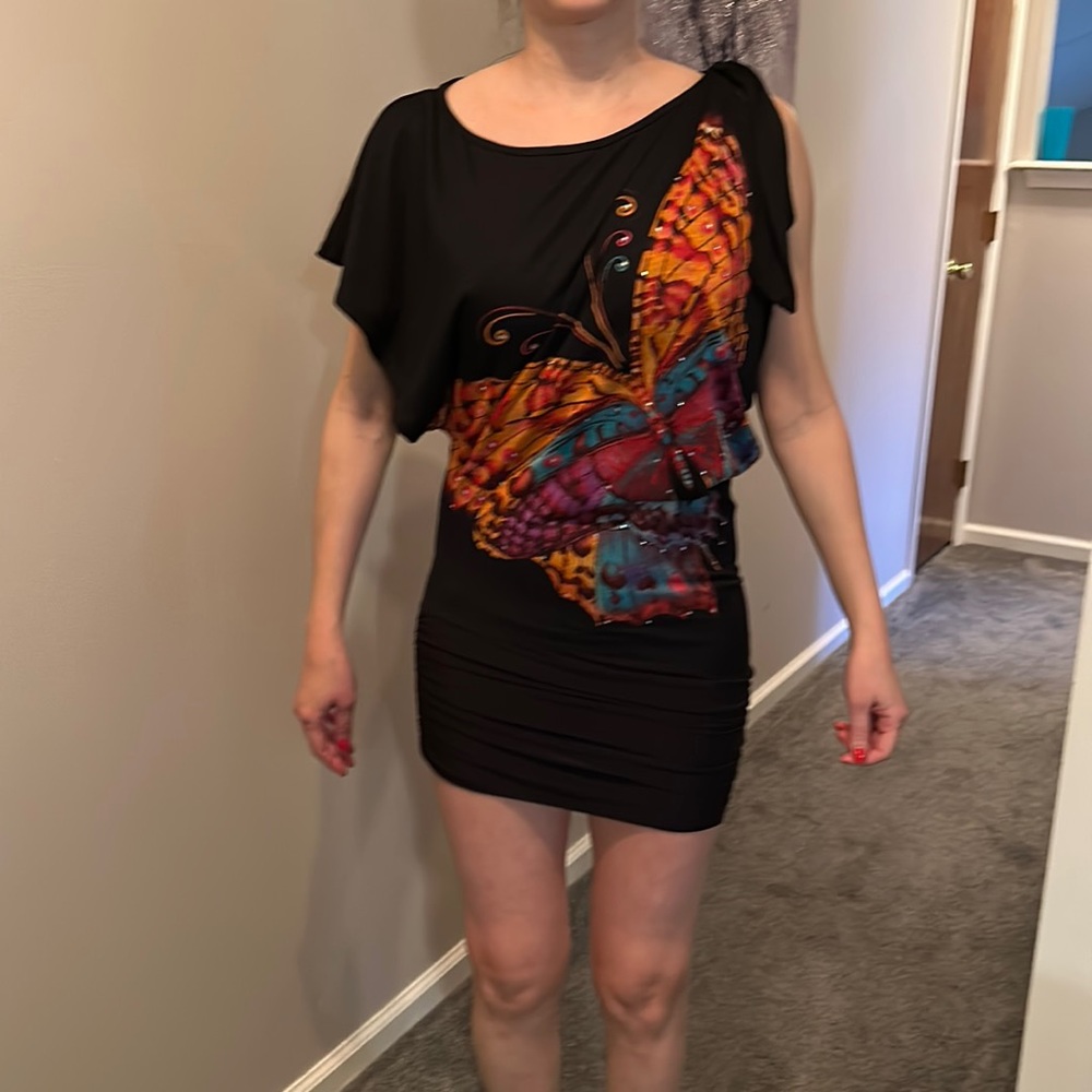 Butterfly shirt dress